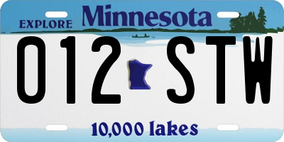 MN license plate 012STW
