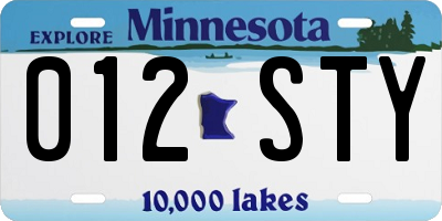 MN license plate 012STY