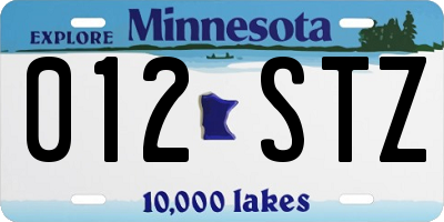 MN license plate 012STZ