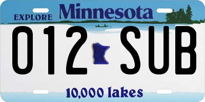 MN license plate 012SUB