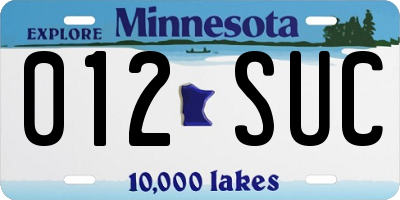 MN license plate 012SUC