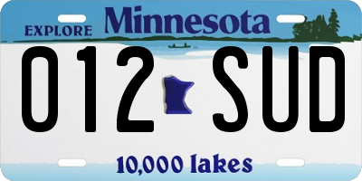 MN license plate 012SUD