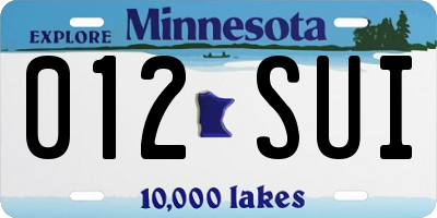 MN license plate 012SUI