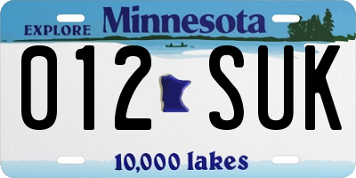 MN license plate 012SUK