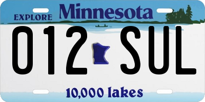 MN license plate 012SUL