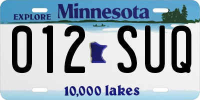 MN license plate 012SUQ