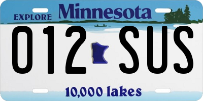 MN license plate 012SUS