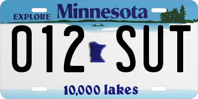 MN license plate 012SUT