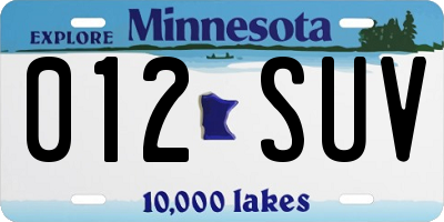 MN license plate 012SUV