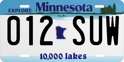 MN license plate 012SUW