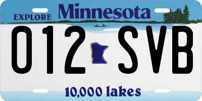 MN license plate 012SVB