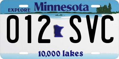MN license plate 012SVC