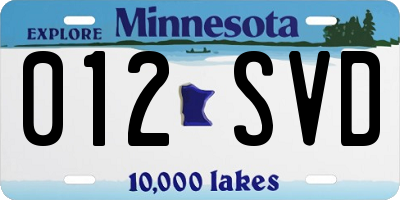 MN license plate 012SVD