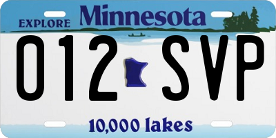 MN license plate 012SVP