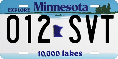 MN license plate 012SVT