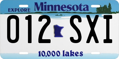MN license plate 012SXI