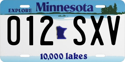 MN license plate 012SXV
