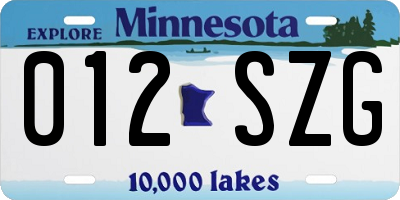 MN license plate 012SZG