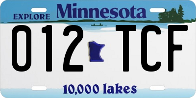 MN license plate 012TCF