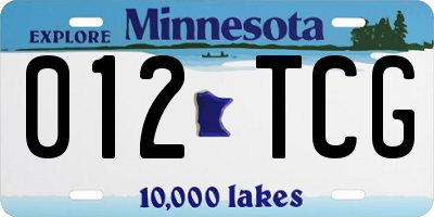 MN license plate 012TCG