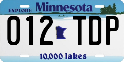 MN license plate 012TDP