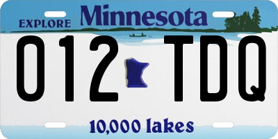 MN license plate 012TDQ