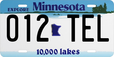 MN license plate 012TEL