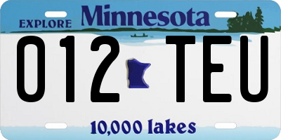 MN license plate 012TEU
