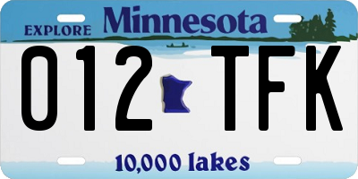 MN license plate 012TFK