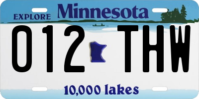 MN license plate 012THW