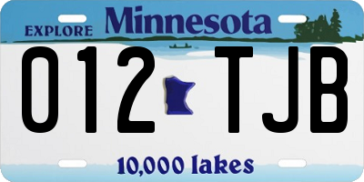 MN license plate 012TJB