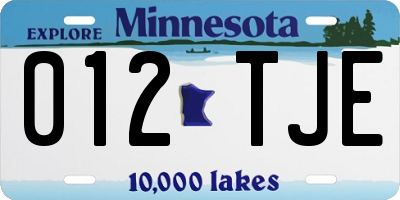 MN license plate 012TJE