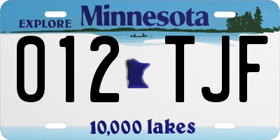 MN license plate 012TJF