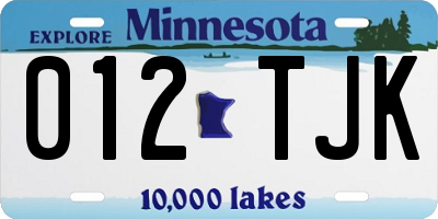 MN license plate 012TJK