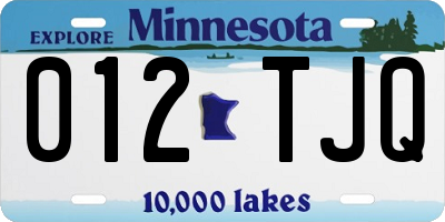 MN license plate 012TJQ