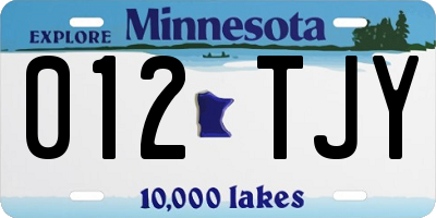 MN license plate 012TJY
