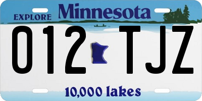 MN license plate 012TJZ