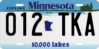 MN license plate 012TKA