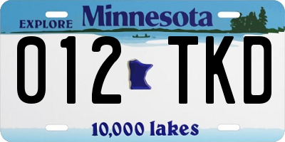 MN license plate 012TKD