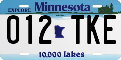 MN license plate 012TKE