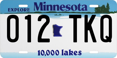 MN license plate 012TKQ
