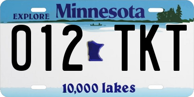 MN license plate 012TKT