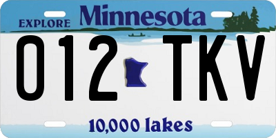 MN license plate 012TKV