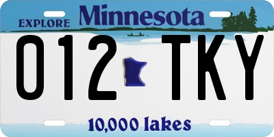 MN license plate 012TKY