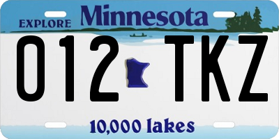 MN license plate 012TKZ