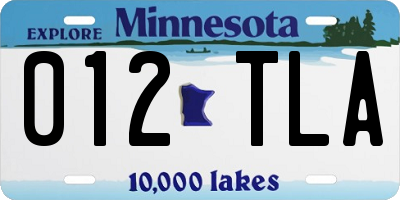 MN license plate 012TLA