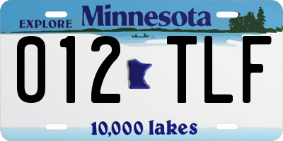 MN license plate 012TLF