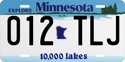 MN license plate 012TLJ