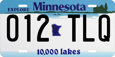 MN license plate 012TLQ