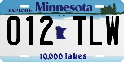 MN license plate 012TLW
